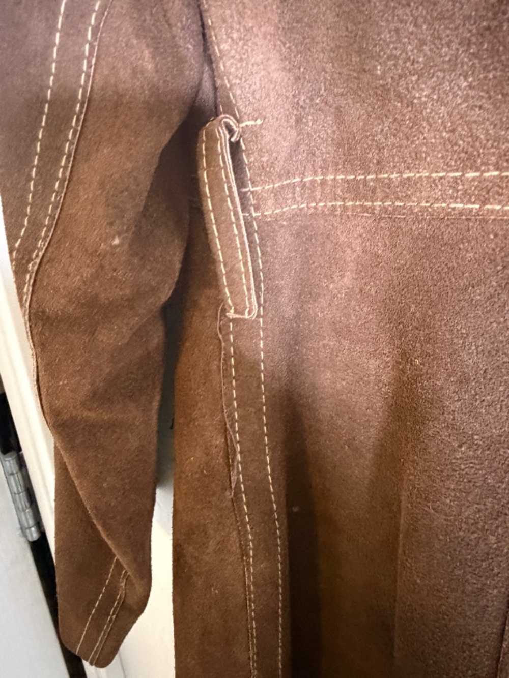 Vintage Brown Suede  Long Coat with Belt Made in Canada - Picture 5 of 10